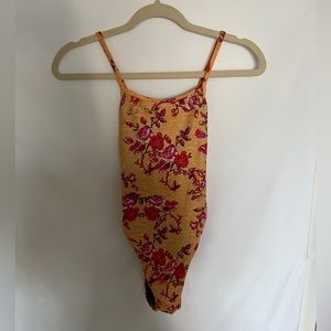 Jolyn Brandon size 26 yellow flower patterned one piece swimsuit